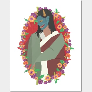 Hannya Lady Flower Garland Posters and Art